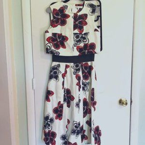 Milly red floral top and skirt set.